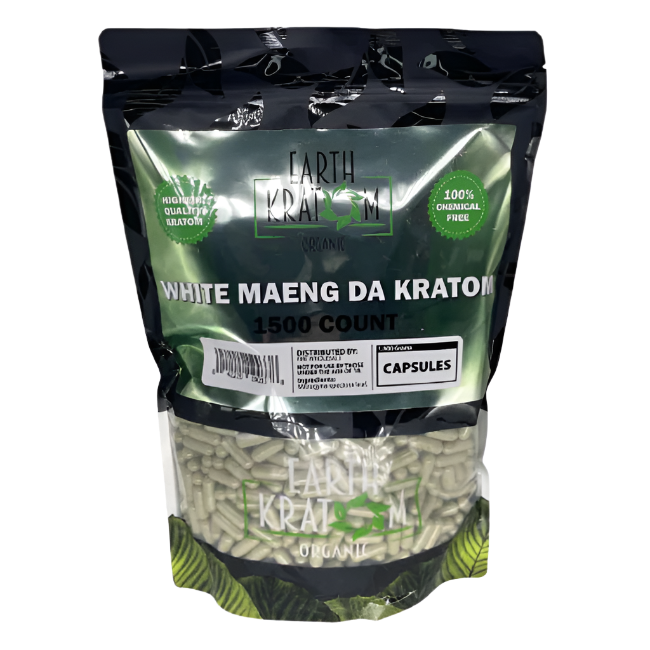 EARTH KRATOM CAPSULES 1500CT - MAENG DA WHITE VEIN - Seven Tech