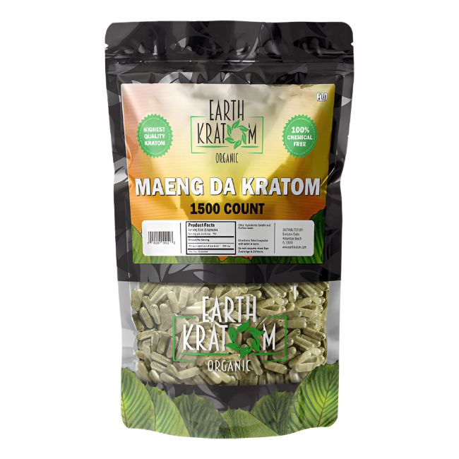 EARTH KRATOM CAPSULES 1500CT - MAENG DA GREEN VEIN - Seven Tech