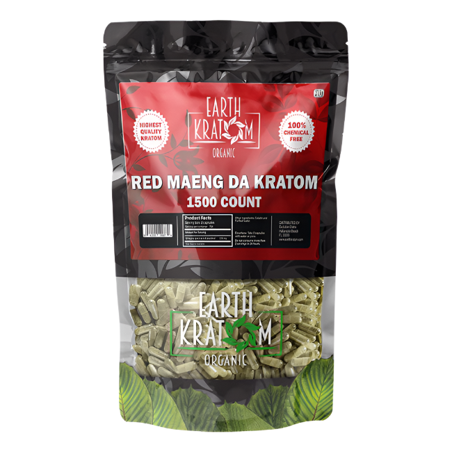 EARTH KRATOM CAPSULES 1500CT - MAENG DA RED VEIN - Seven Tech