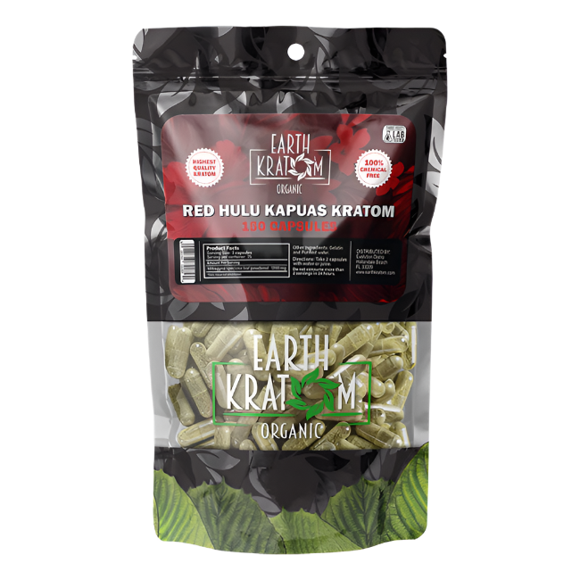EARTH KRATOM CAPSULES 150CT - HULU RED VEIN - Seven Tech