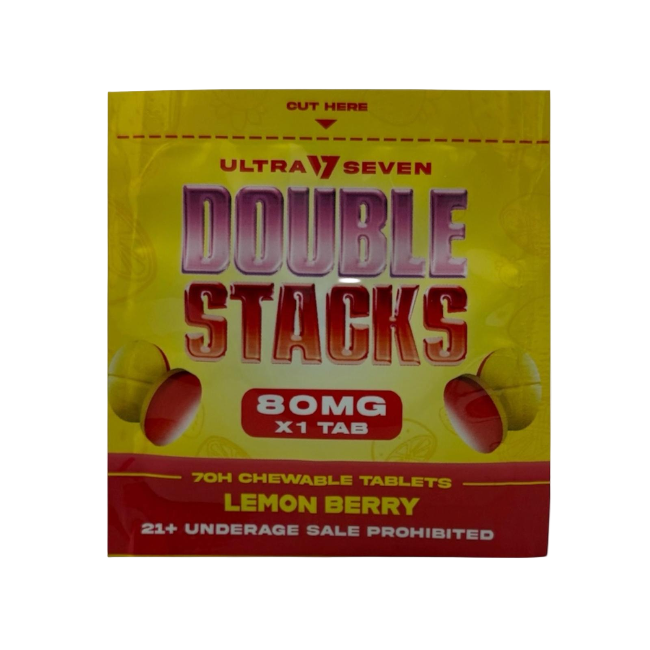 Ultra Seven Double Stacks 1ct 7OH Chewable Tab Lemon Berry 80mg Per Tablets - Seven Tech