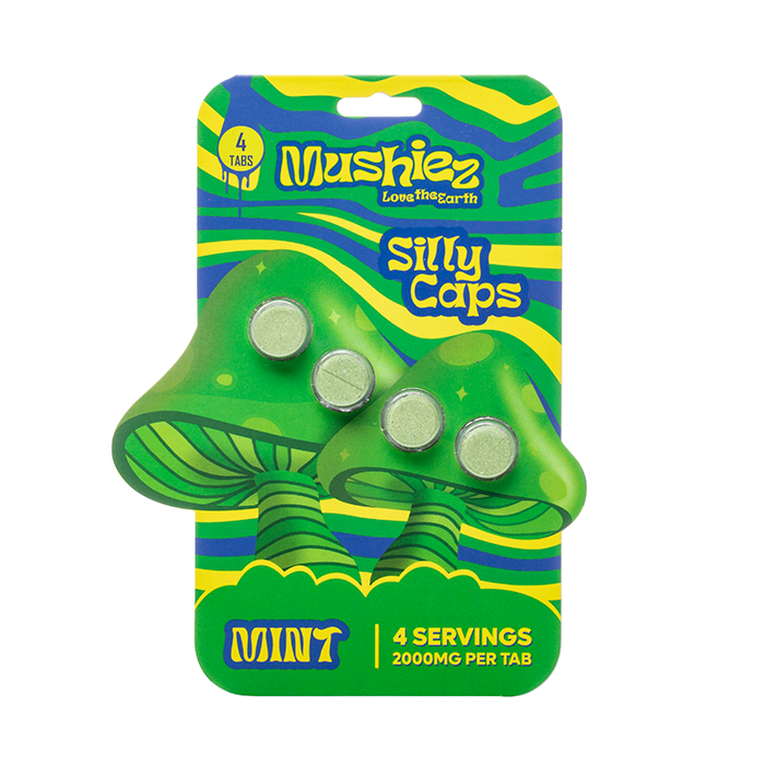 π MUSHIEZ MAGIC MUSHROOM BLEND SILLY CAPS 4CT 200MG PER TABLET - MINT (100% off) - Seven Tech