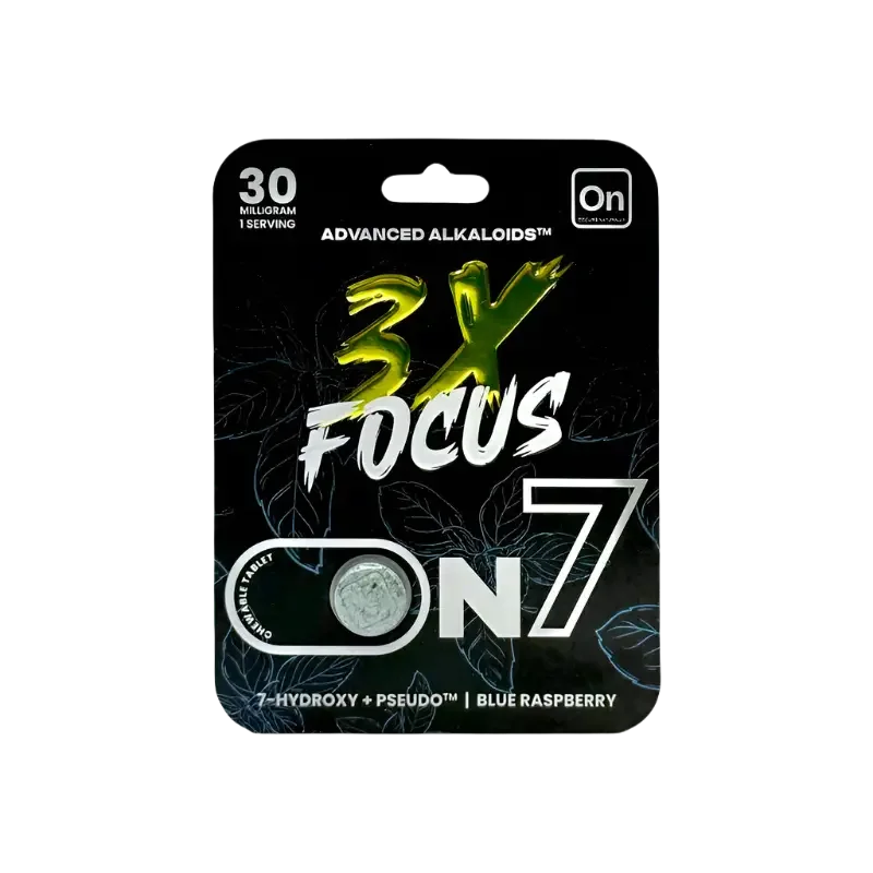 On7 1ct 7OH & Pseudo Blue Raspberry 3x Focus Tabs 30mg per Tablet - Seven Tech