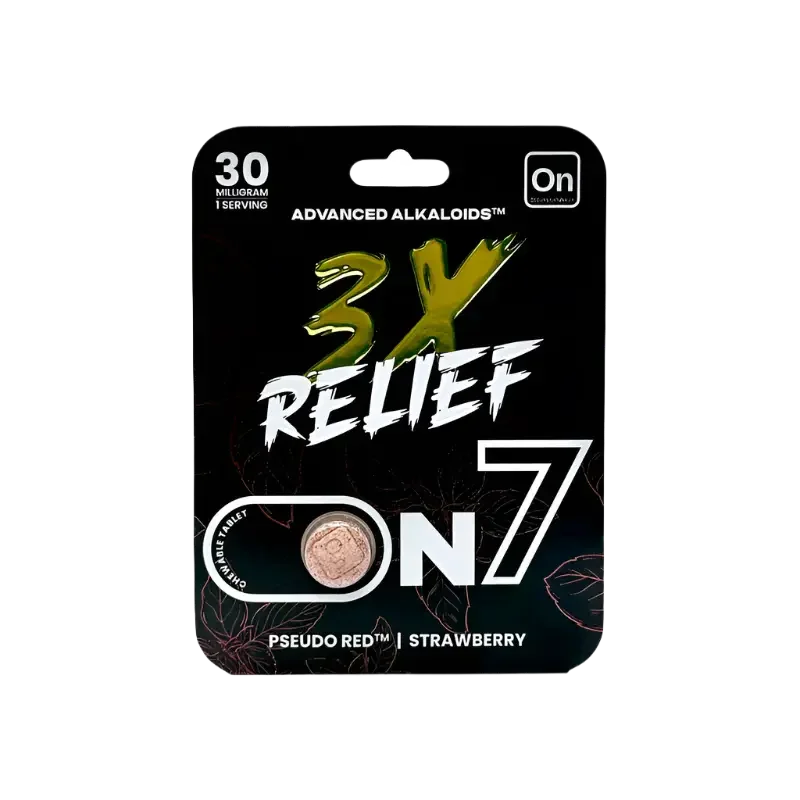 On7 1ct 7OH & Pseudo Red Strawberry 3x Relief Tabs 30mg per Tablet - Seven Tech