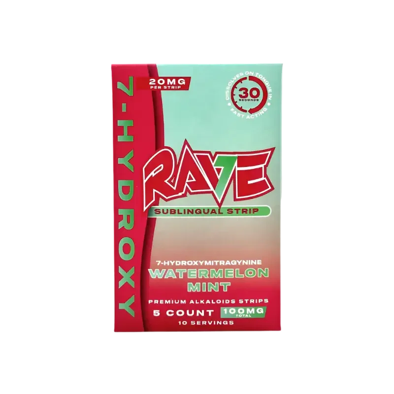 Rave 5ct 7OH Watermelon Mint Strips 20mg Per Strip - Seven Tech