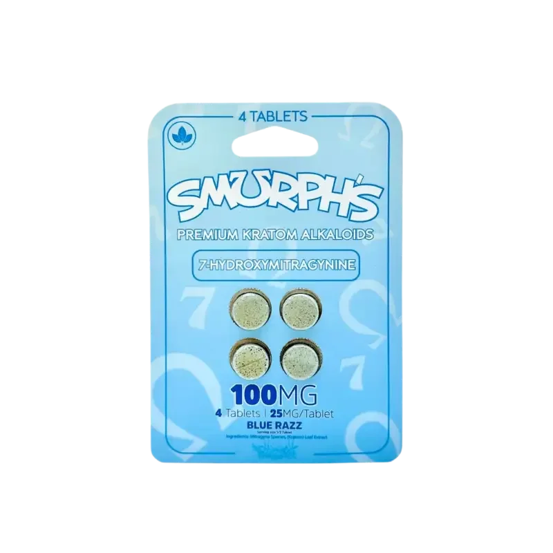Smurph's 4ct 7OH Tabs Blue Razz 25mg per Tablet - Seven Tech