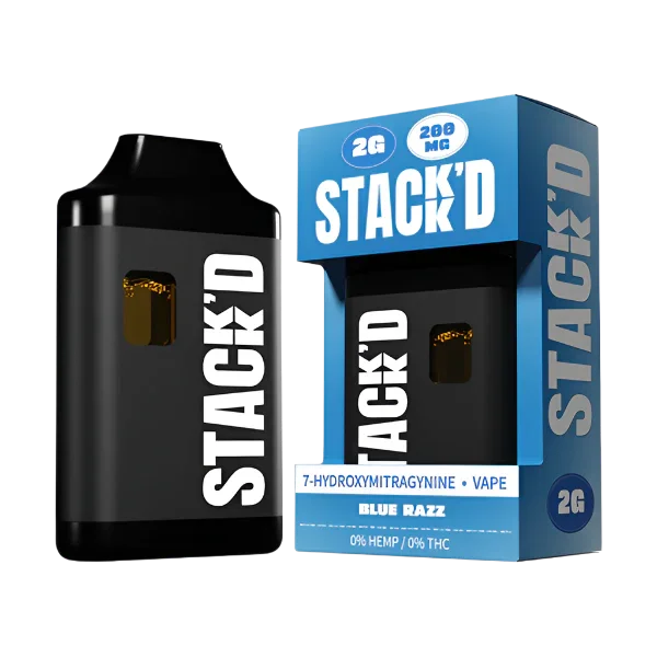 STACK'D 7-HYDROXYMITRAGYNINE BLUE RAZZ VAPE 2G - Seven Tech