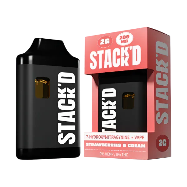STACK'D 7-HYDROXYMITRAGYNINE STRAWBERRIES & CREAM VAPE 2G 200MG 7OH - Seven Tech