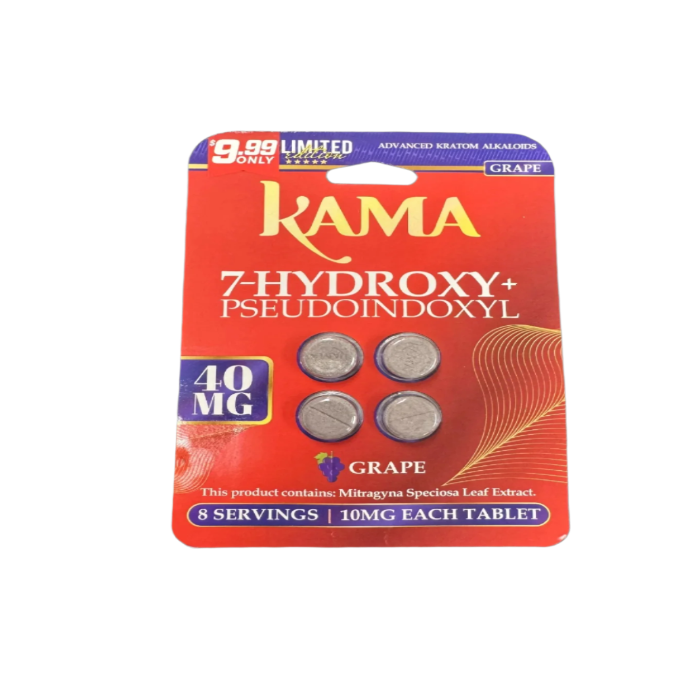 KAMA 4ct 7OH + Psuedoindoxyl Tabs Grape 10mg per Tablet - Seven Tech