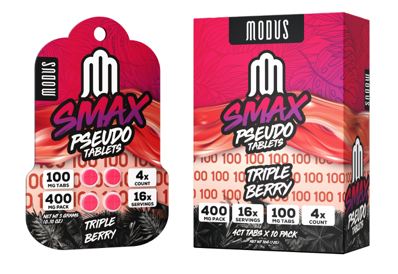MODUS SMAX PSEUDO TABLETS 100MG 4CT - TRIPLE BERRY - Seven Tech