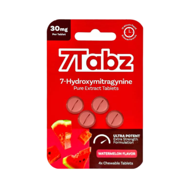 7TABZ 7-HYDROXYMITRAGYNINE TABLETS 4CT / 30MG EACH – WATERMELON - Seven Tech