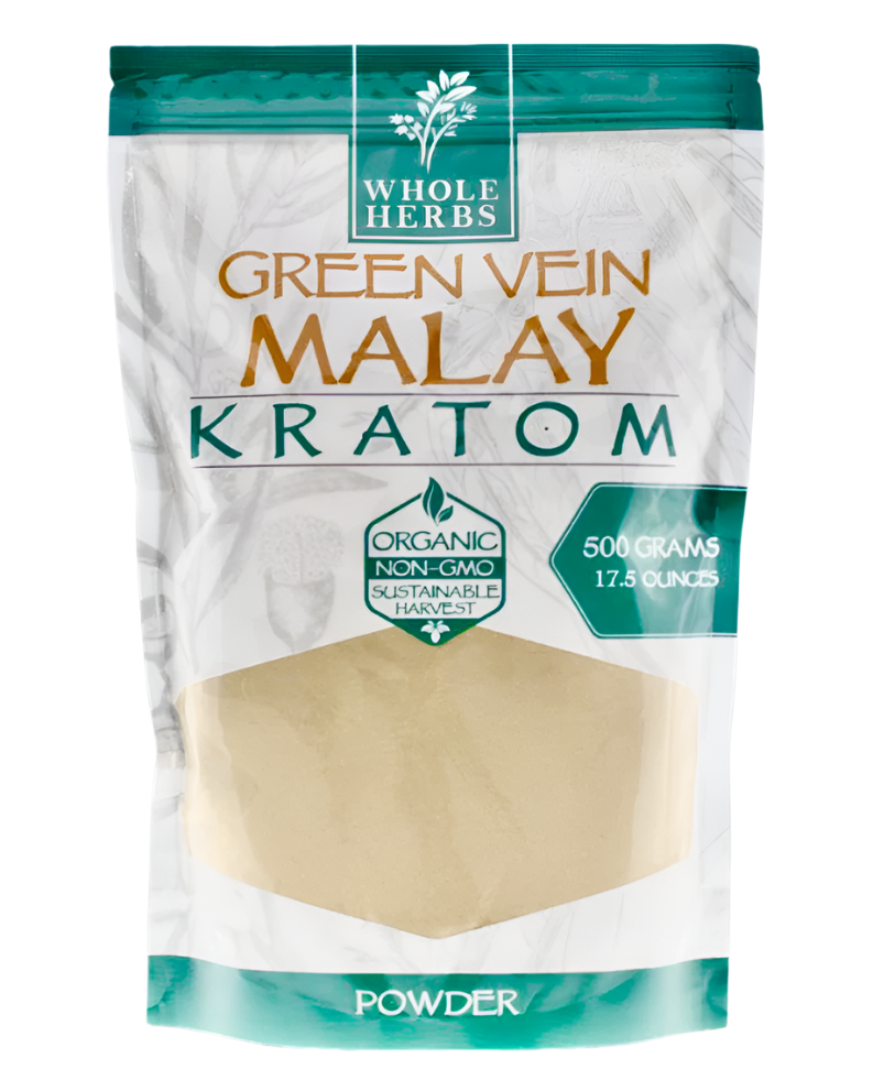 WHOLE HERBS KRATOM POWDER 500G / 17.5OZ - MALAY GREEN VEIN - Seven Tech