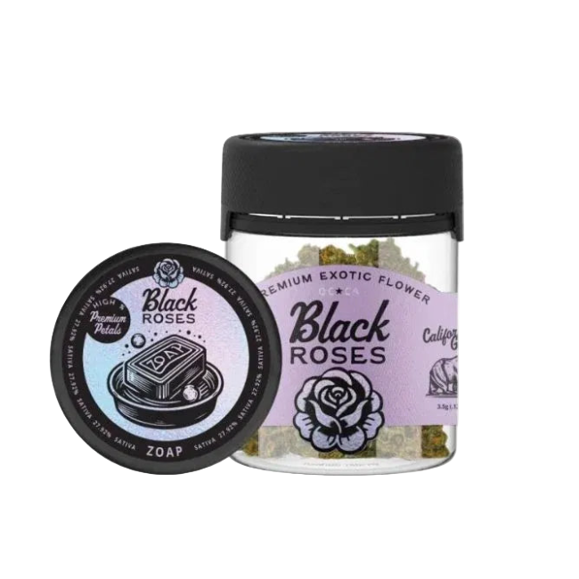 Black Roses Premium Exotic THC-A Flower 3.5g Jar Zoap Sativa