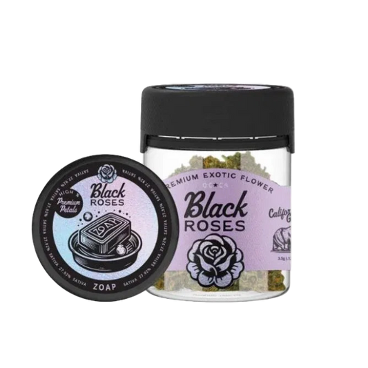 Black Roses Premium Exotic THC-A Flower 3.5g Jar Zoap Sativa