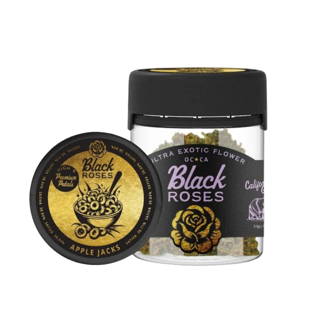 Black Roses Premium Ultra Exotic THC-A Flower 3.5g Jar Apple Jacks Sativa