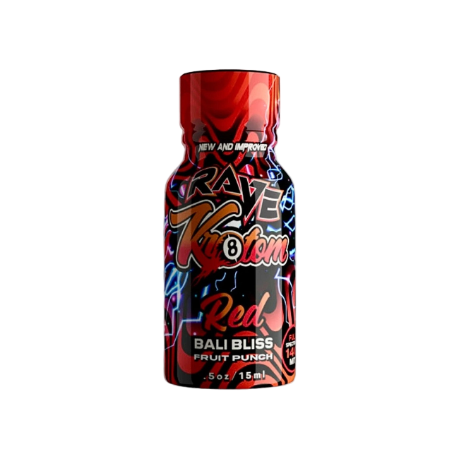 RAVE KRATOM RED BALI BLISS 0.5OZ - FRUIT PUNCH (FULL SPECTRUM, 140MG MIT) - Seven Tech