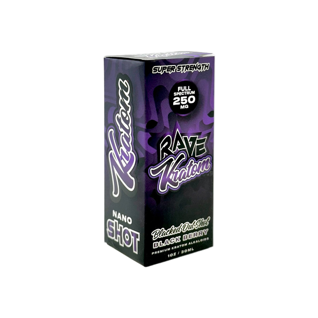 RAVE KRATOM BLACKED OUT SHOT 1OZ - BLACKBERRY (FULL SPECTRUM, 250MG)