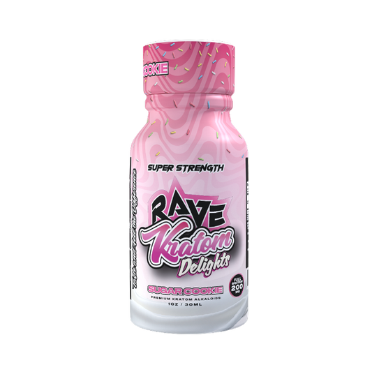 RAVE KRATOM BLACKED OUT SHOT 1OZ - SUGAR COOKIE (FULL SPECTRUM, 225MG)
