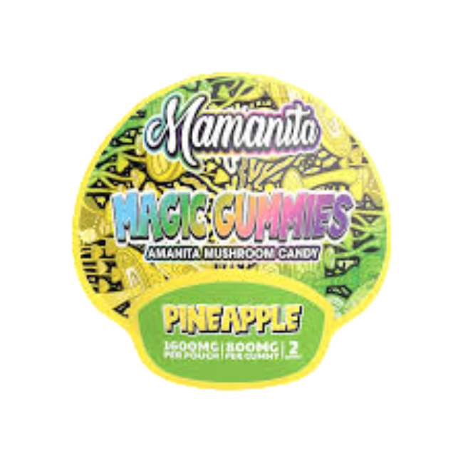 Mamanita Pineapple Magic Gummies Mushroom Candy 2pcs 800mg 1600mg Per Pkg