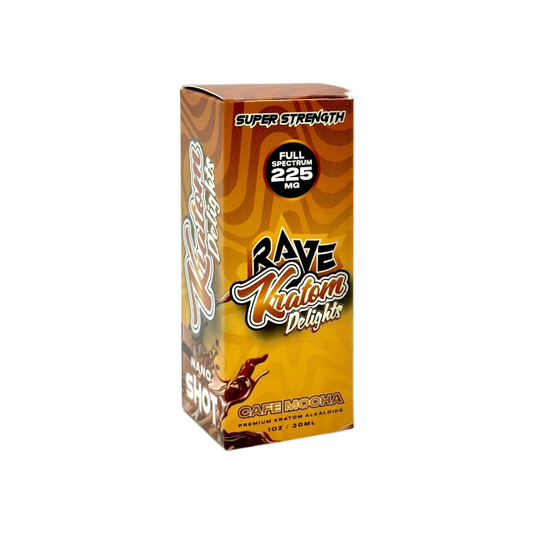 RAVE KRATOM BLACKED OUT SHOT 1OZ - CAFE MOCHA (FULL SPECTRUM, 225MG)