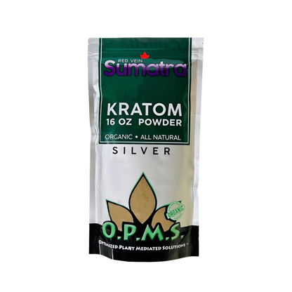 O.P.M.S. SILVER KRATOM POWDER 16OZ - SUMATRA RED VEIN - Seven Tech