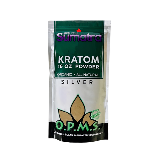 O.P.M.S. SILVER KRATOM POWDER 16OZ - SUMATRA RED VEIN - Seven Tech
