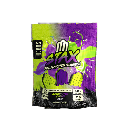 Modus Stax Dual Flavored Delta 8 & 9 + THC-H + THC-P 10000mg Gummies Green Apple x Grape Hybrid