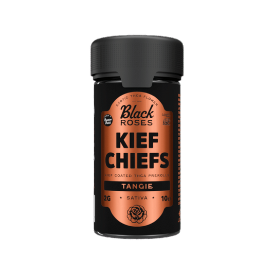 Black Roses Kief Chiefs Exotic Kief Coated Pre-Rolls 2g 10ct Jar Tangie Sativa