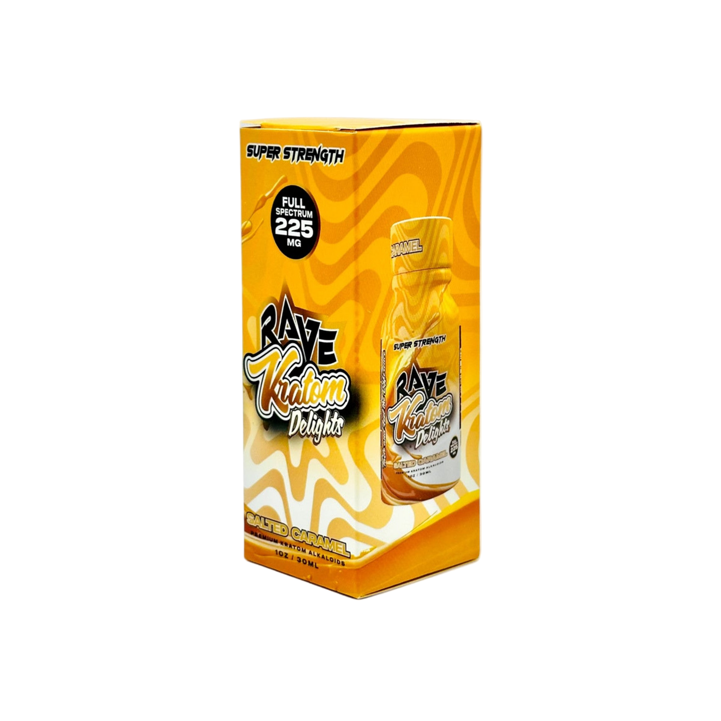 RAVE KRATOM BLACKED OUT SHOT 1OZ - SALTED CARAMEL (FULL SPECTRUM, 225MG)