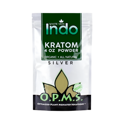 O.P.M.S. SILVER KRATOM POWDER 4OZ - INDO WHITE VEIN - Seven Tech