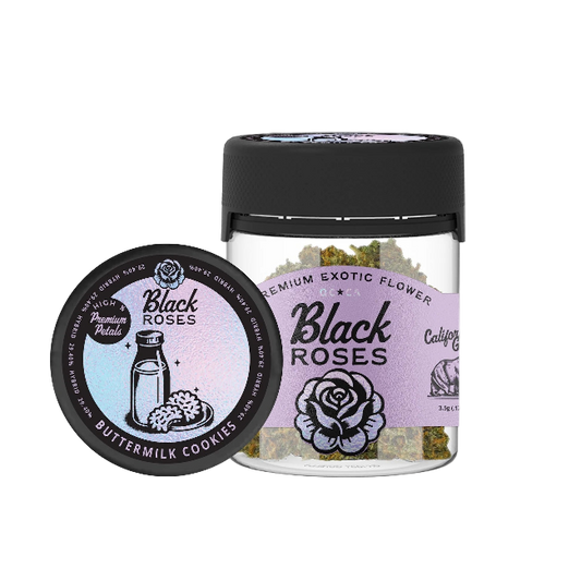 Black Roses Premium Exotic THC-A Flower 3.5g Jar Buttermilk Cookies Hybrid