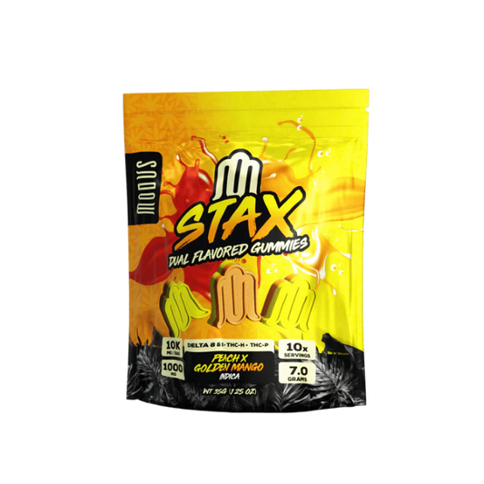 Modus Stax Dual Flavored Delta 8 & 9 + THC-H + THC-P 10000mg Gummies Peach x Golden Mango Indica