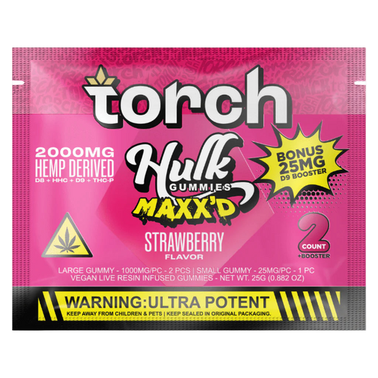Torch Hulk Gummies Maxx’d 2000mg + 25mg D9 Booster 3ct Strawberry