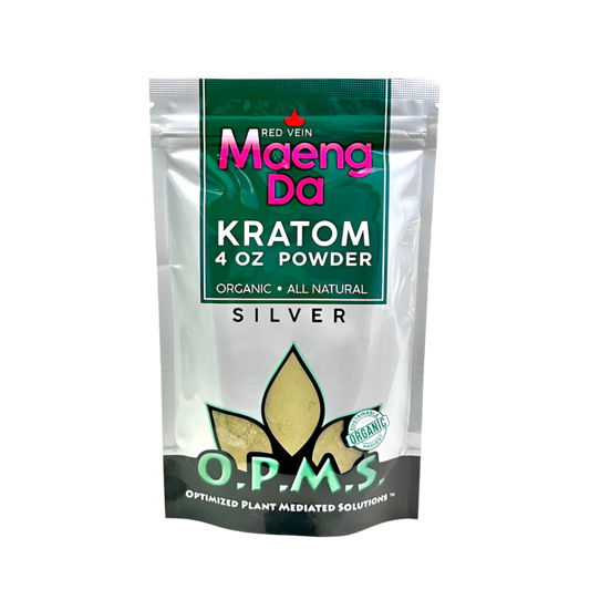 O.P.M.S. SILVER KRATOM POWDER 4OZ - MAENG DA RED VEIN - Seven Tech