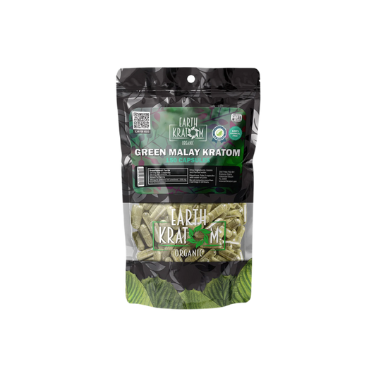 EARTH KRATOM CAPSULES 150CT - MALAY GREEN VEIN - Seven Tech
