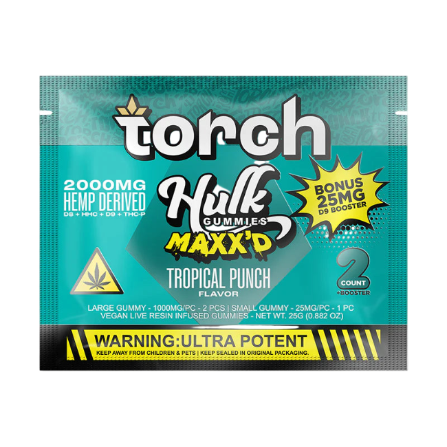 Torch Hulk Gummies Maxx’d 2000mg + 25mg D9 Booster 3ct Tropical Punch