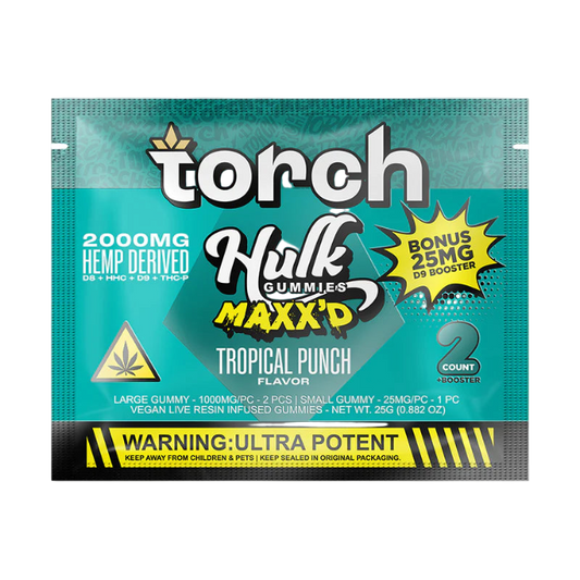 Torch Hulk Gummies Maxx’d 2000mg + 25mg D9 Booster 3ct Tropical Punch