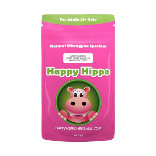 HAPPY HIPPO KRATOM CAPSULE 100CT / 50G / 1.8OZ - ROCKSTAR HIPPO / MAENG DA WHITE VEIN - Seven Tech