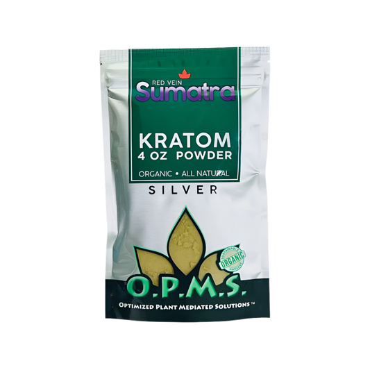 O.P.M.S. SILVER KRATOM POWDER 4OZ - SUMATRA RED VEIN - Seven Tech