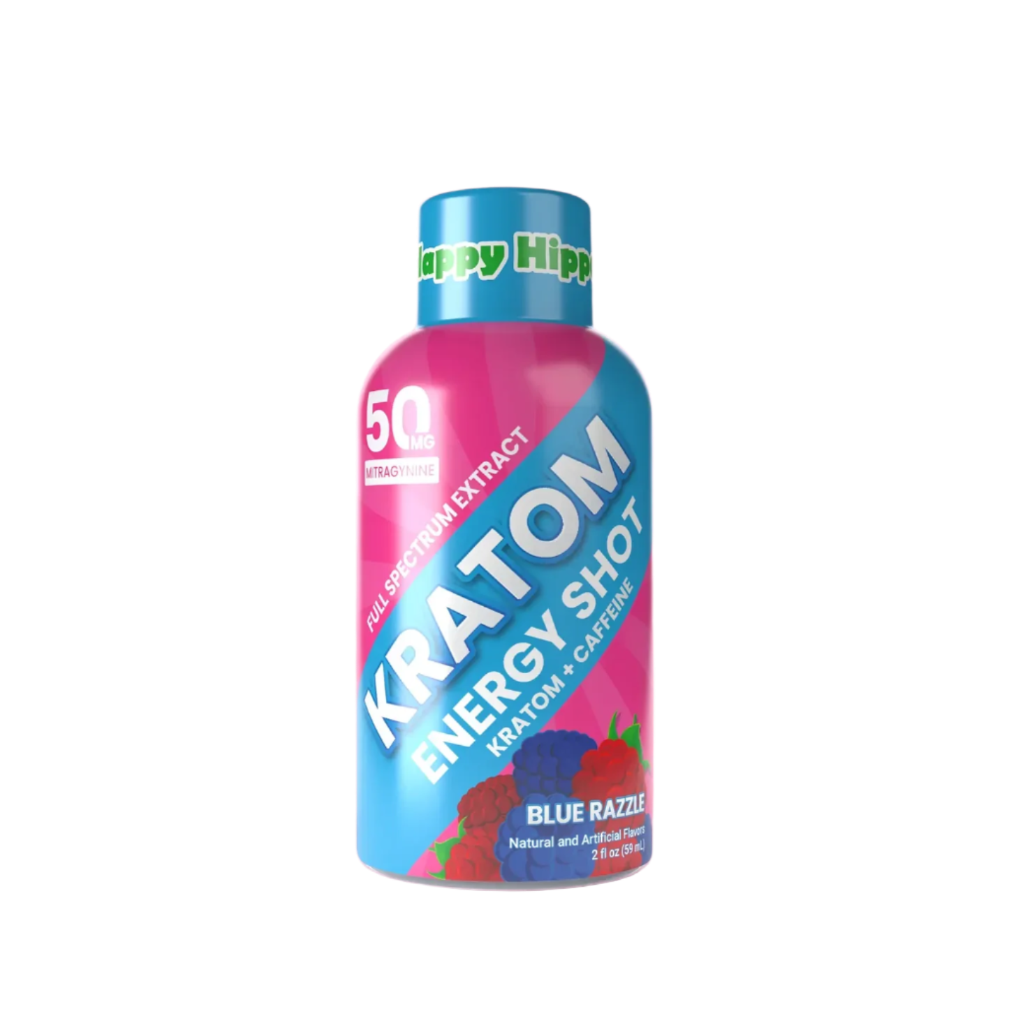 HAPPY HIPPO KRATOM ENERGY SHOT 2FLOZ 50MG - BLUE RAZZLE - Seven Tech