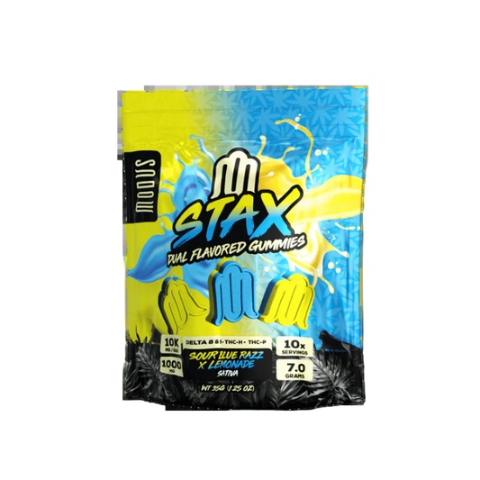 Modus Stax Dual Flavored Delta 8 & 9 + THC-H + THC-P 10000mg Gummies Sour Blue Razz x Lemonade Sativa