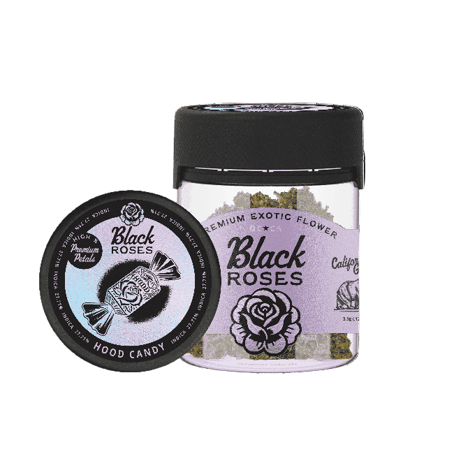Black Roses Premium Exotic THC-A Flower 3.5g Jar Hood Candy Indica