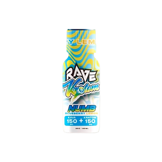 RAVE KRATOM NUMB 2OZ - BLUEBERRY LEMON (KAVA 150MG + KRATOM 150MG)
