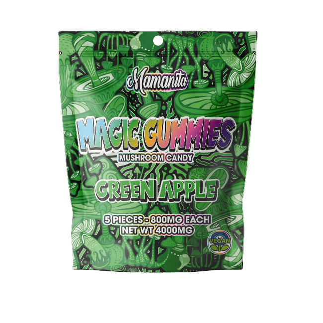 🎁 Mamanita Green Apple Magic Gummies Mushroom Candy 2pcs 800mg 1600mg Per Pkg (100% off)