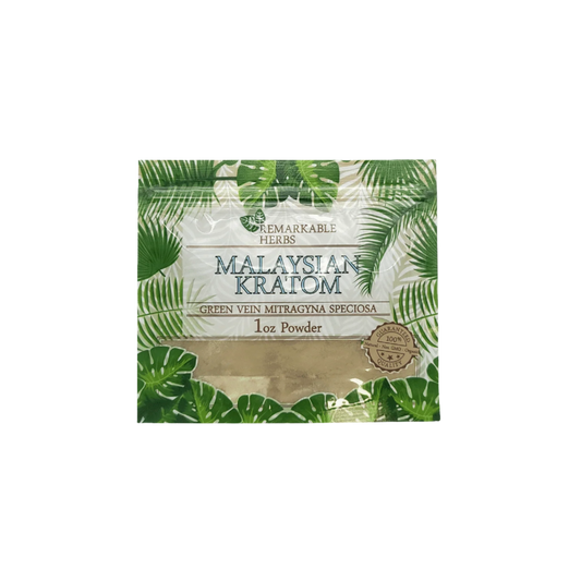 REMARKABLE HERBS KRATOM POWDER 1OZ - MALAYSIAN GREEN VEIN - Seven Tech