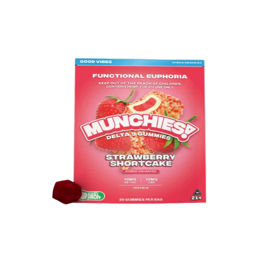 DELTA MUNCHIES FUNCTIONAL EUPHORIA DELTA 9 BOOSTED GUMMIES - STRAWBERRY SHORTCAKE HYBRID - GOOD VIBES 20CT