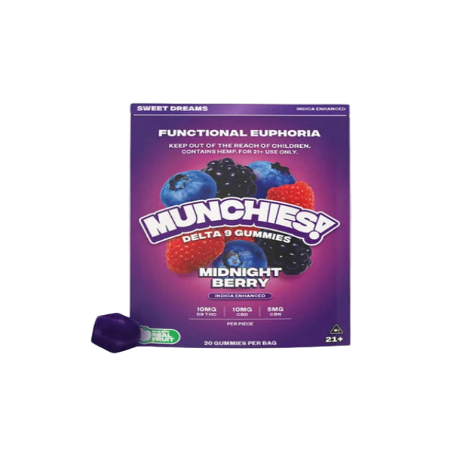 DELTA MUNCHIES FUNCTIONAL EUPHORIA DELTA 9 BOOSTED GUMMIES - MIDNIGHT BERRY INDICA - SWEET DREAMS 20CT