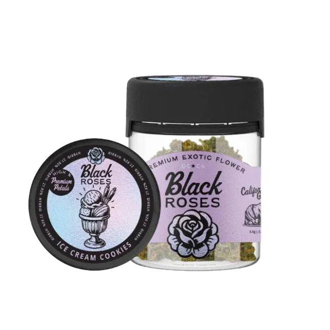 Black Roses Premium Exotic THC-A Flower 3.5g Jar Ice Cream Cookies Hybrid