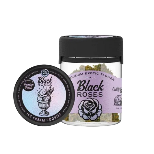 Black Roses Premium Exotic THC-A Flower 3.5g Jar Ice Cream Cookies Hybrid