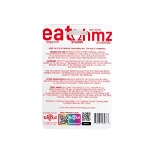 Back label of an Eat Nimz food product package showing ingredients and product information.